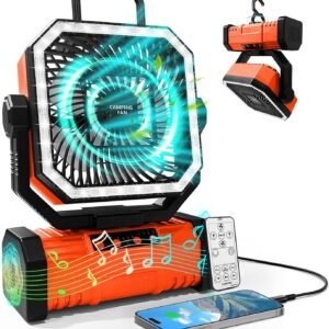 4‑in‑1 Rechargeable Camping Fan  Orange