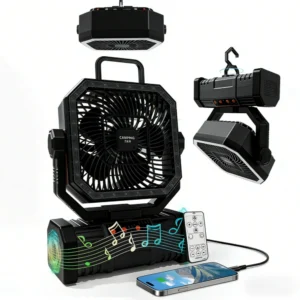 4‑in‑1 Rechargeable Camping Fan Black