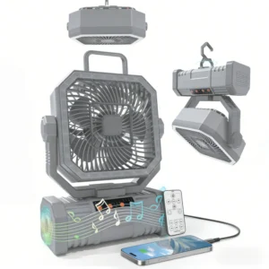 4‑in‑1 Rechargeable Camping Fan Gray